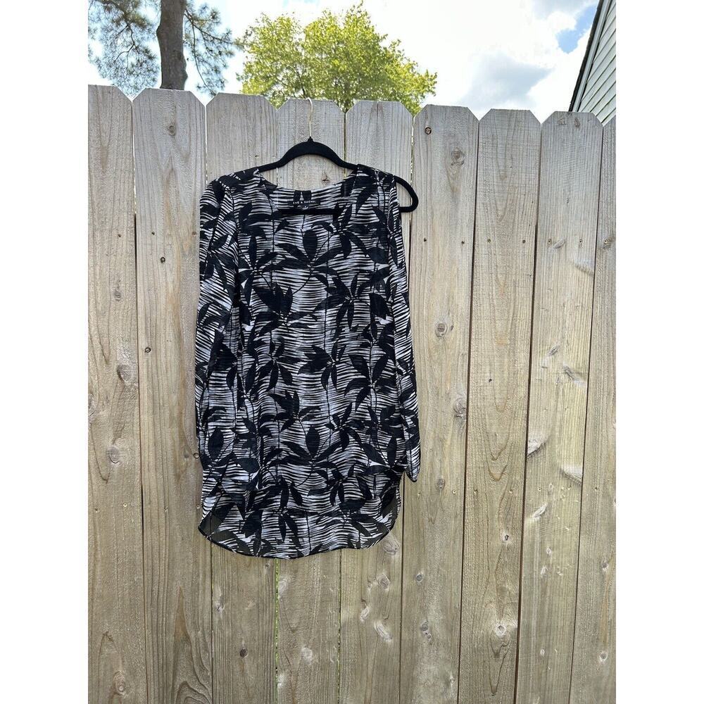 Zac & rachel black Grey boat neck long‎ sleeve top, size: Small Floral Fall